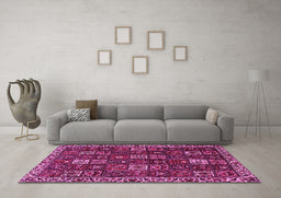 Machine Washable Persian Pink Traditional Rug in a Living Room, wshtr3776pnk