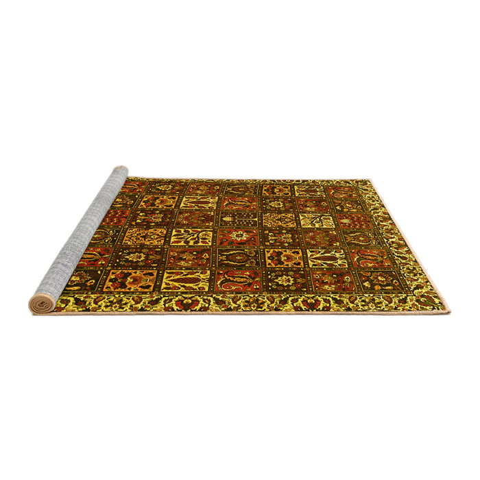 Sideview of Machine Washable Persian Yellow Traditional Rug, wshtr3776yw