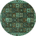 Round Machine Washable Persian Turquoise Traditional Area Rugs, wshtr3776turq