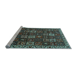 Sideview of Machine Washable Persian Light Blue Traditional Rug, wshtr3776lblu