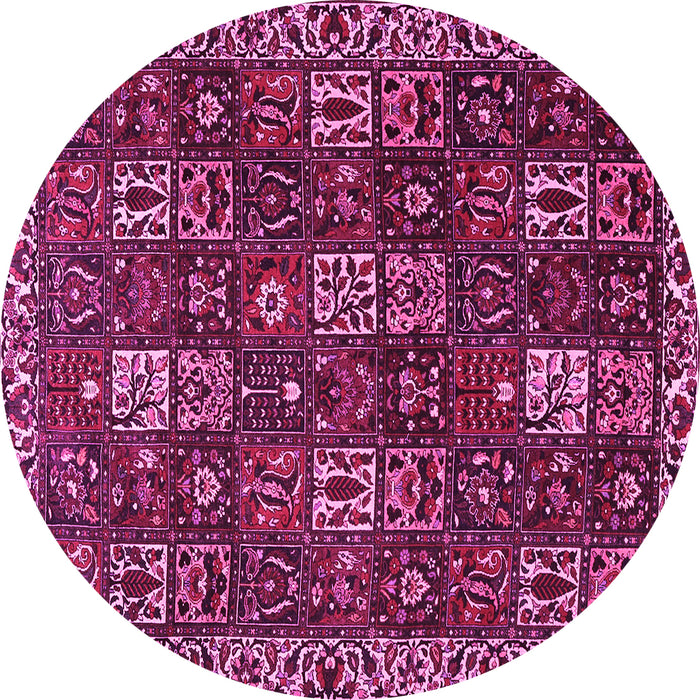 Round Persian Pink Traditional Rug, tr3776pnk