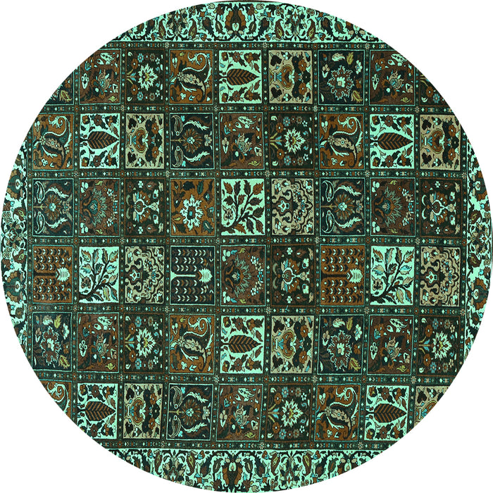 Round Persian Turquoise Traditional Rug, tr3776turq