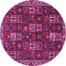 Round Machine Washable Persian Pink Traditional Rug, wshtr3776pnk