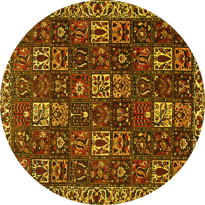 Round Persian Yellow Traditional Rug, tr3776yw