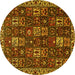 Round Persian Yellow Traditional Rug, tr3776yw