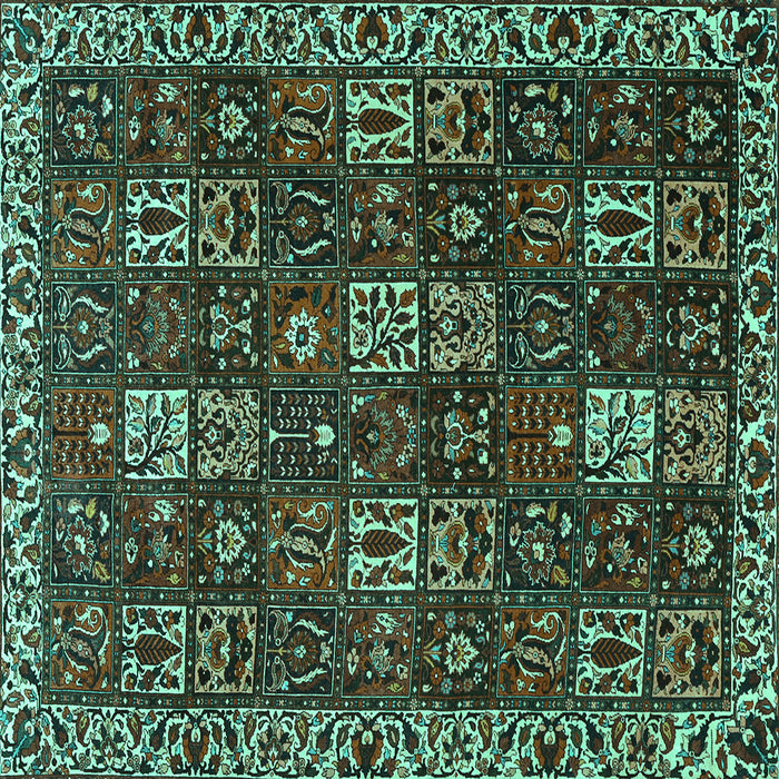 Square Machine Washable Persian Turquoise Traditional Area Rugs, wshtr3776turq