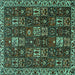 Square Machine Washable Persian Turquoise Traditional Area Rugs, wshtr3776turq