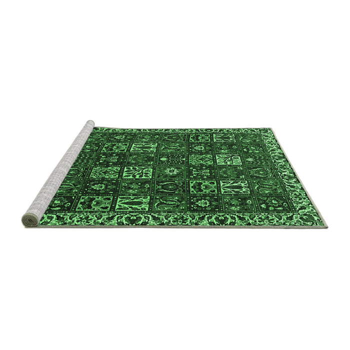 Sideview of Machine Washable Persian Emerald Green Traditional Area Rugs, wshtr3776emgrn
