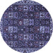 Round Persian Blue Traditional Rug, tr3776blu