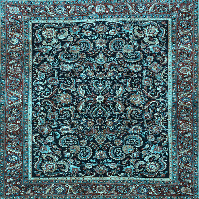 Square Machine Washable Persian Light Blue Traditional Rug, wshtr3777lblu