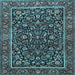 Square Machine Washable Persian Light Blue Traditional Rug, wshtr3777lblu