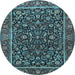 Round Machine Washable Persian Light Blue Traditional Rug, wshtr3777lblu