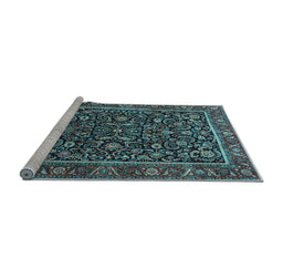 Sideview of Machine Washable Persian Light Blue Traditional Rug, wshtr3777lblu