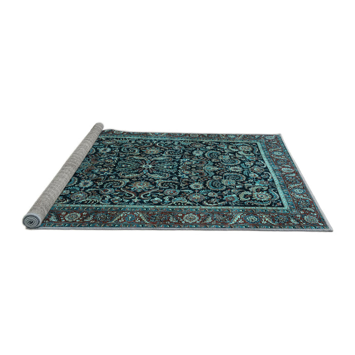 Sideview of Machine Washable Persian Light Blue Traditional Rug, wshtr3777lblu