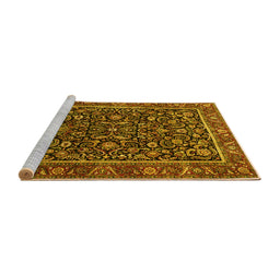 Sideview of Machine Washable Persian Yellow Traditional Rug, wshtr3777yw