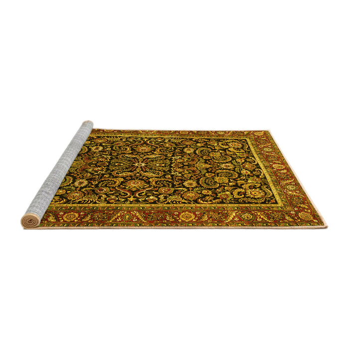 Sideview of Machine Washable Persian Yellow Traditional Rug, wshtr3777yw