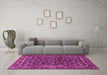 Machine Washable Persian Pink Traditional Rug in a Living Room, wshtr3777pnk