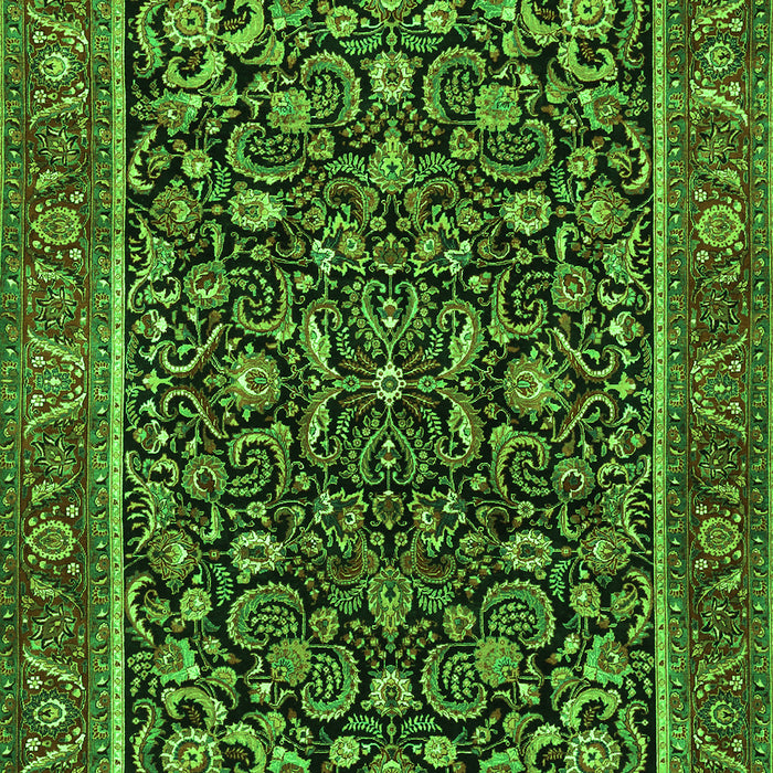 Serging Thickness of Machine Washable Persian Green Traditional Area Rugs, wshtr3777grn