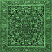 Square Machine Washable Persian Emerald Green Traditional Area Rugs, wshtr3777emgrn