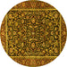 Round Machine Washable Persian Yellow Traditional Rug, wshtr3777yw