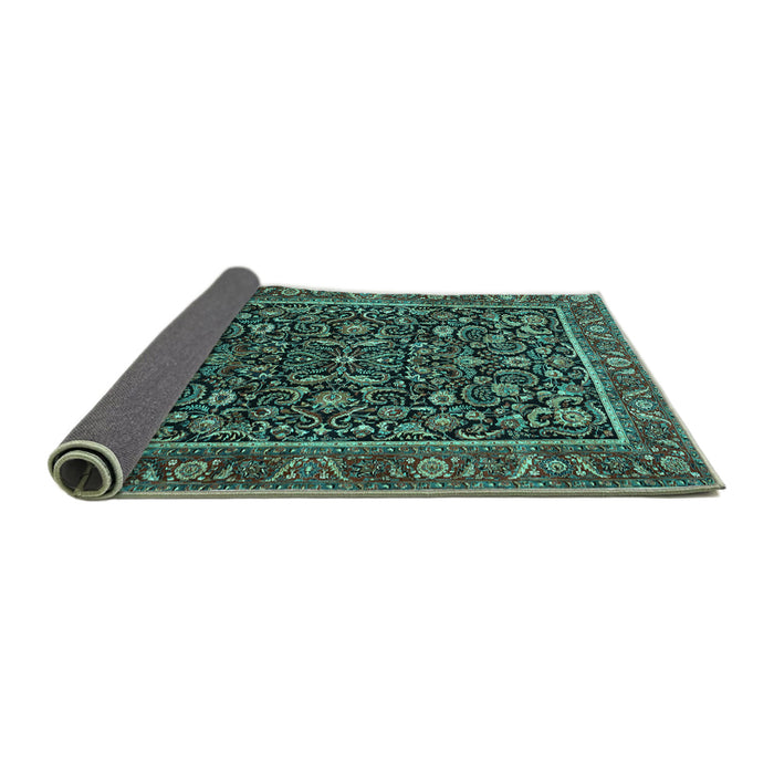Sideview of Persian Turquoise Traditional Rug, tr3777turq