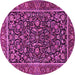 Round Machine Washable Persian Pink Traditional Rug, wshtr3777pnk