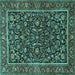 Square Machine Washable Persian Turquoise Traditional Area Rugs, wshtr3777turq