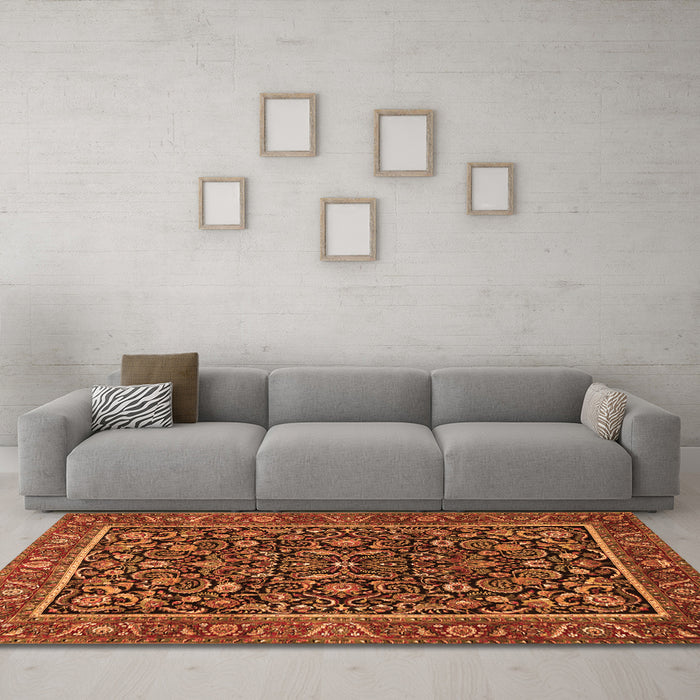 Machine Washable Persian Orange Traditional Area Rugs in a Living Room, wshtr3777org