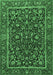 Machine Washable Persian Emerald Green Traditional Area Rugs, wshtr3777emgrn