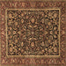 Square Machine Washable Persian Brown Traditional Rug, wshtr3777brn