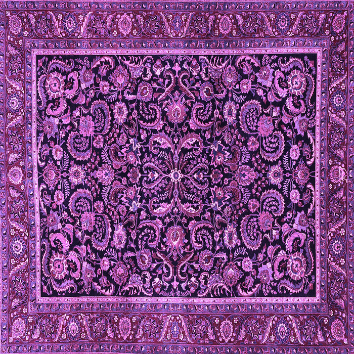 Square Machine Washable Persian Purple Traditional Area Rugs, wshtr3777pur