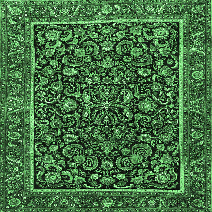 Square Persian Emerald Green Traditional Rug, tr3777emgrn