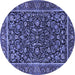 Round Machine Washable Persian Blue Traditional Rug, wshtr3777blu