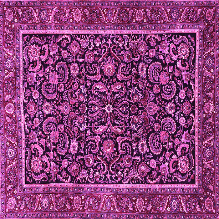 Square Machine Washable Persian Pink Traditional Rug, wshtr3777pnk