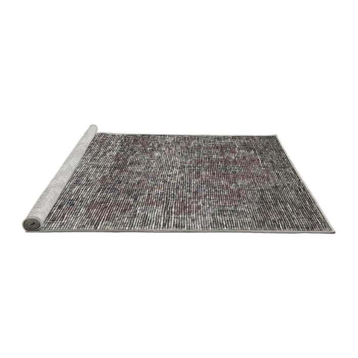 Serging Thickness of Machine Washable Traditional Western Charcoal Gray Rug, wshtr3778