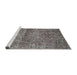 Serging Thickness of Machine Washable Traditional Western Charcoal Gray Rug, wshtr3778