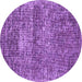 Round Persian Purple Traditional Rug, tr3778pur