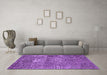 Machine Washable Persian Purple Traditional Area Rugs in a Living Room, wshtr3778pur