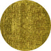 Round Machine Washable Persian Yellow Traditional Rug, wshtr3778yw