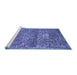 Sideview of Machine Washable Persian Blue Traditional Rug, wshtr3778blu