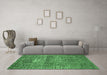 Machine Washable Persian Emerald Green Traditional Area Rugs in a Living Room,, wshtr3778emgrn