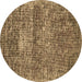 Round Persian Brown Traditional Rug, tr3778brn