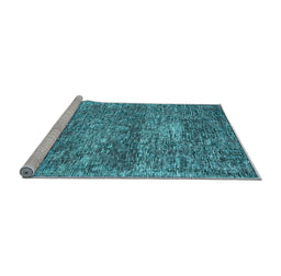 Sideview of Machine Washable Persian Light Blue Traditional Rug, wshtr3778lblu