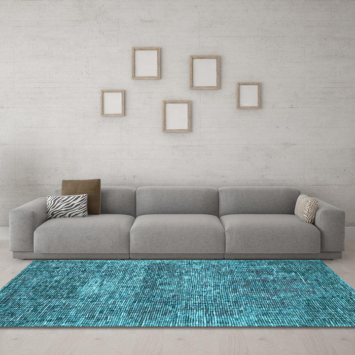 Machine Washable Persian Light Blue Traditional Rug in a Living Room, wshtr3778lblu