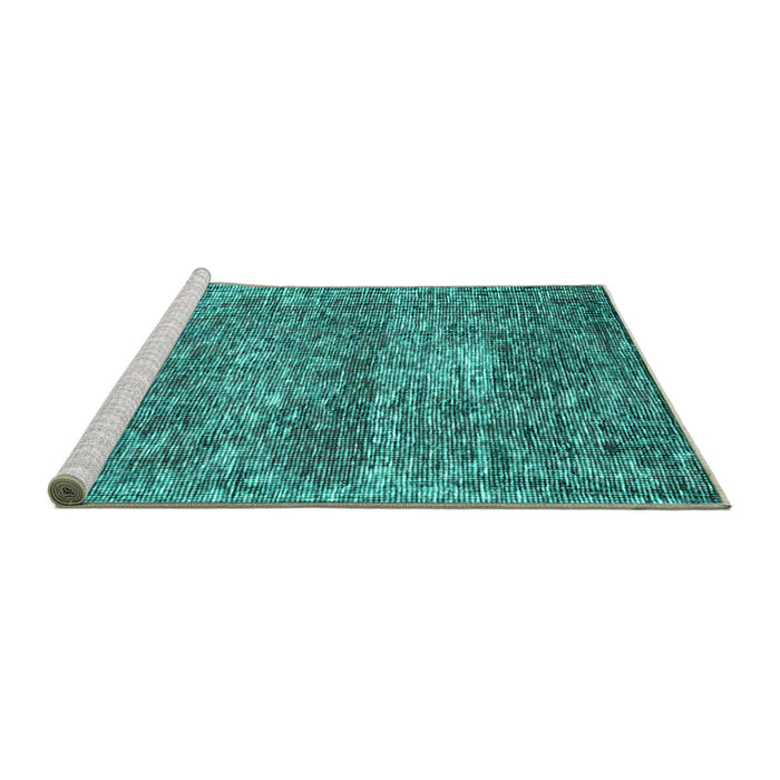 Sideview of Machine Washable Persian Turquoise Traditional Area Rugs, wshtr3778turq