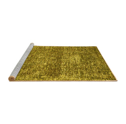 Sideview of Machine Washable Persian Yellow Traditional Rug, wshtr3778yw