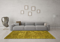 Machine Washable Persian Yellow Traditional Rug in a Living Room, wshtr3778yw