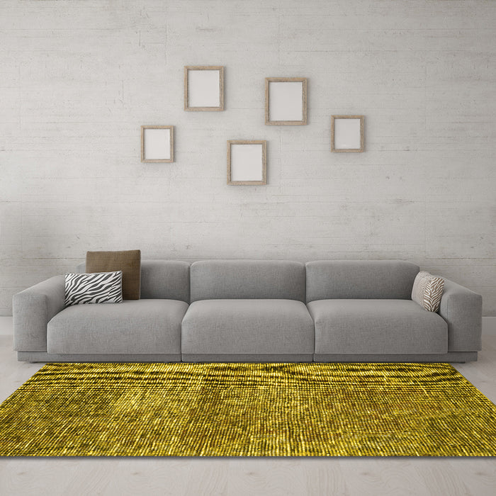 Machine Washable Persian Yellow Traditional Rug in a Living Room, wshtr3778yw