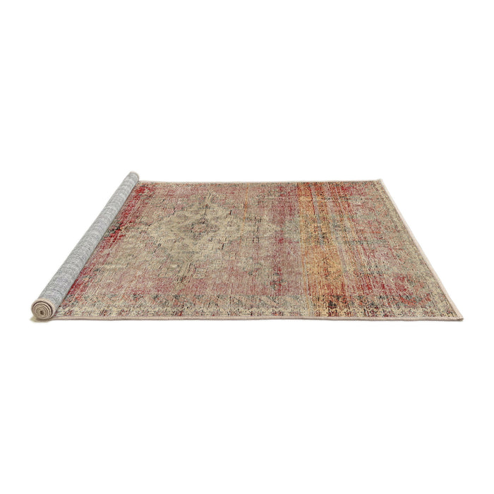 Sideview of Machine Washable Traditional Rust Pink Rug, wshtr3779