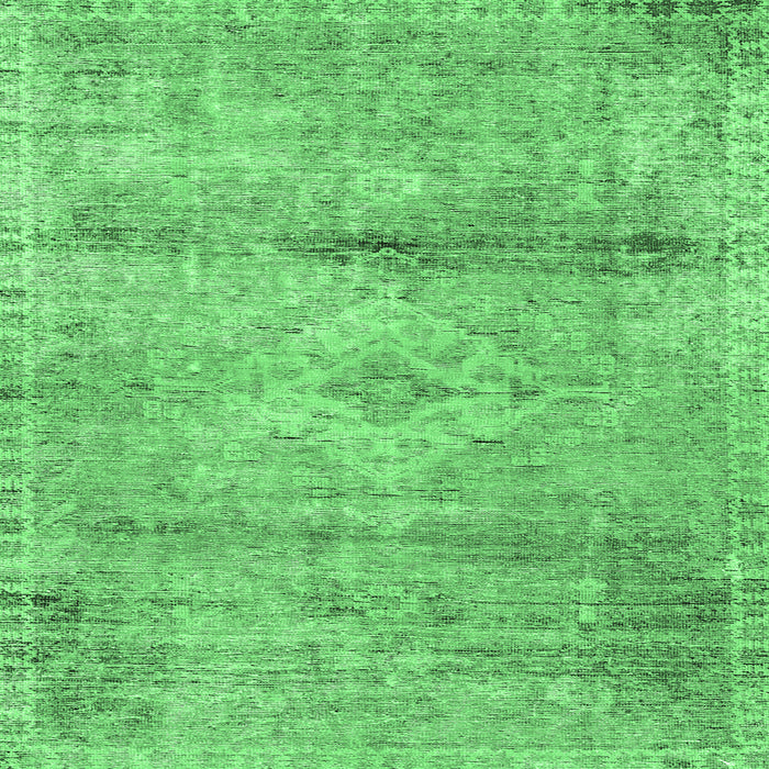 Square Machine Washable Medallion Emerald Green Traditional Area Rugs, wshtr3779emgrn